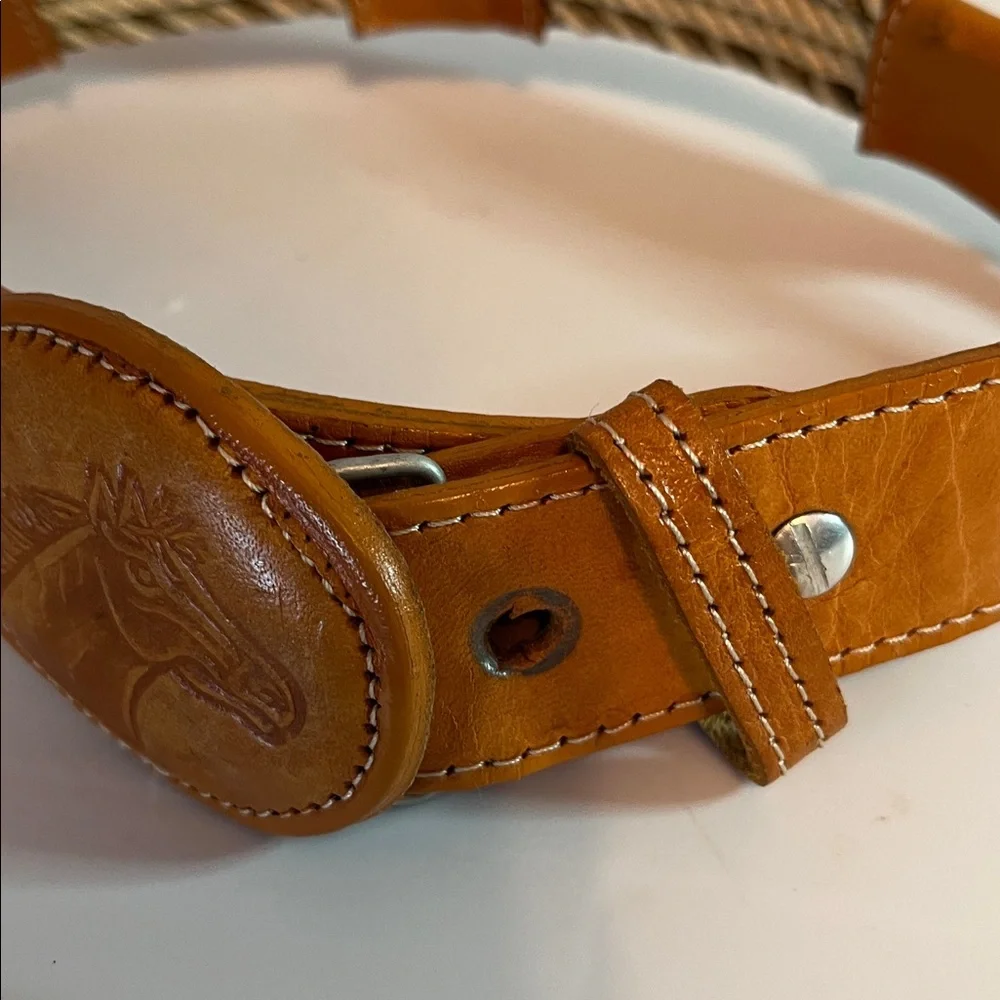 Vintage Leather Woven Rope‎ Horse Head Buckle Belt Size 22